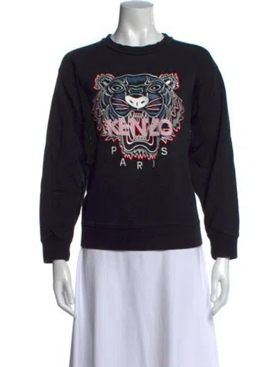 Pre-owned Kenzo Graphic Print Crew Neck Sweatshirt In Black