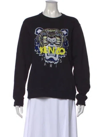 Pre-owned Kenzo Graphic Print Crew Neck Sweatshirt In Black