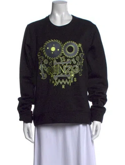 Pre-owned Kenzo Graphic Print Crew Neck Sweatshirt In Black