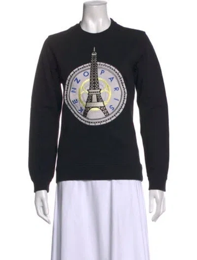 Pre-owned Kenzo Graphic Print Crew Neck Sweatshirt In Black