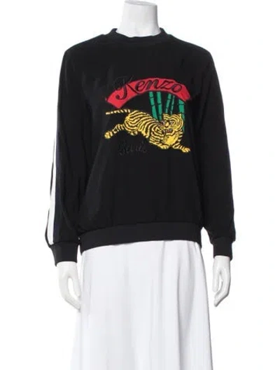 Pre-owned Kenzo Graphic Print Crew Neck Sweatshirt In Black