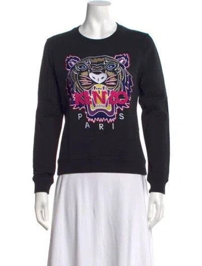 Pre-owned Kenzo Graphic Print Crew Neck Sweatshirt In Black