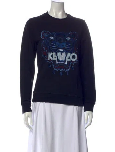 Pre-owned Kenzo Graphic Print Crew Neck Sweatshirt In Black