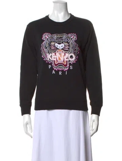 Pre-owned Kenzo Graphic Print Crew Neck Sweatshirt In Black