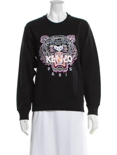Pre-owned Kenzo Graphic Print Crew Neck Sweatshirt In Black