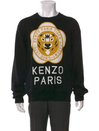 Pre-owned Kenzo Graphic Print Crew Neck Sweatshirt In Black