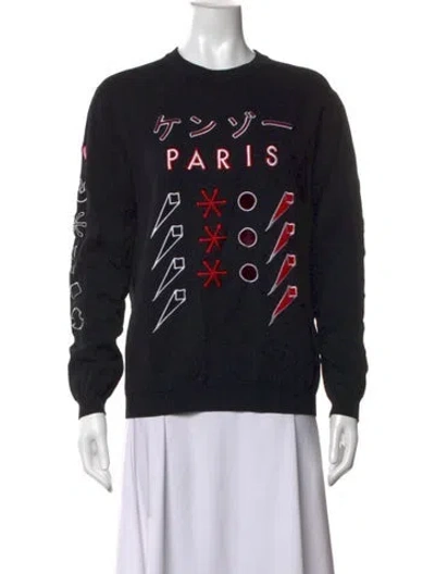 Pre-owned Kenzo Graphic Print Crew Neck Sweatshirt In Black