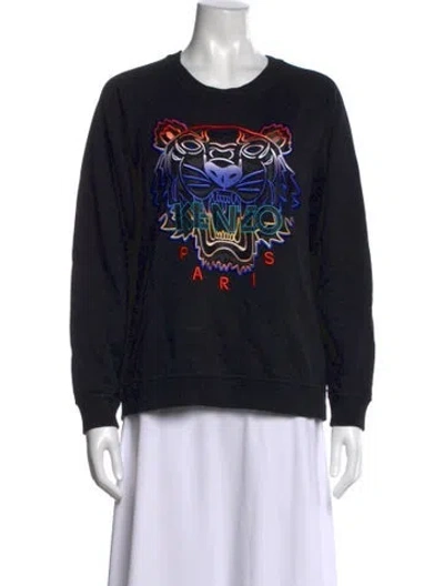 Pre-owned Kenzo Graphic Print Crew Neck Sweatshirt In Black