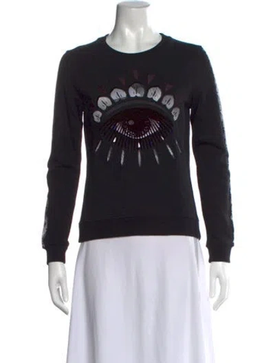 Pre-owned Kenzo Graphic Print Crew Neck Sweatshirt In Black