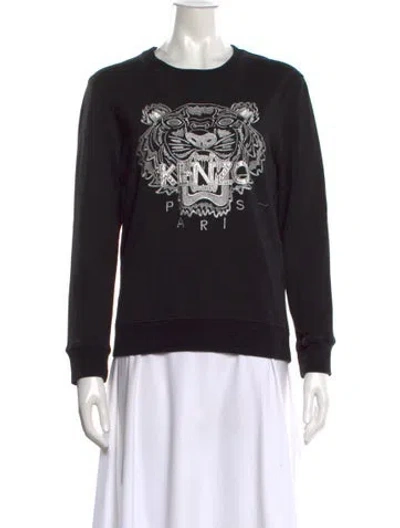 Pre-owned Kenzo Graphic Print Crew Neck Sweatshirt In Black
