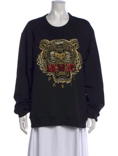 Pre-owned Kenzo Graphic Print Crew Neck Sweatshirt In Black