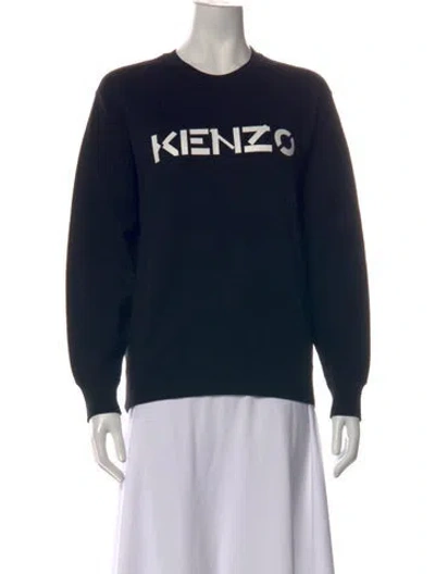 Pre-owned Kenzo Graphic Print Crew Neck Sweatshirt In Black