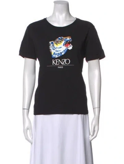 Pre-owned Kenzo Graphic Print Crew Neck Sweatshirt In Black