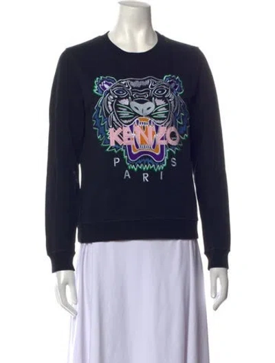 Pre-owned Kenzo Graphic Print Crew Neck Sweatshirt In Black