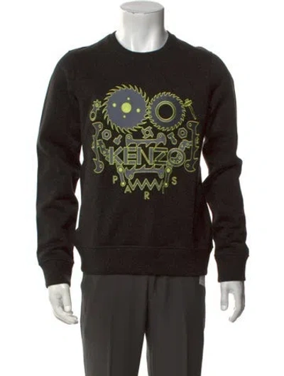 Pre-owned Kenzo Graphic Print Crew Neck Sweatshirt In Black