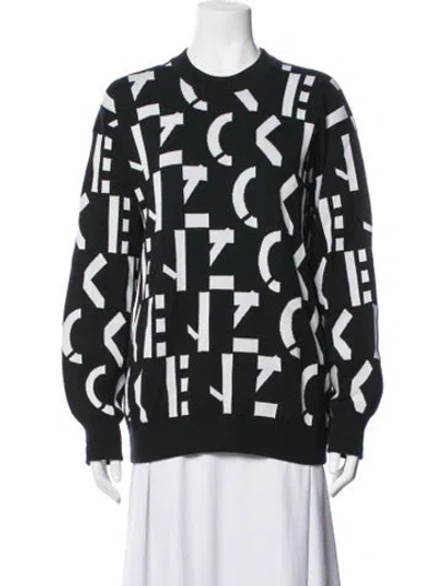 Pre-owned Kenzo Graphic Print Crew Neck Sweatshirt In Black