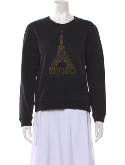 Pre-owned Kenzo Graphic Print Crew Neck Sweatshirt In Black