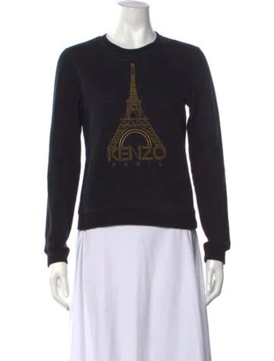 Pre-owned Kenzo Graphic Print Crew Neck Sweatshirt In Black