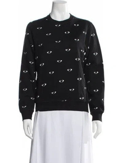 Pre-owned Kenzo Graphic Print Crew Neck Sweatshirt In Black