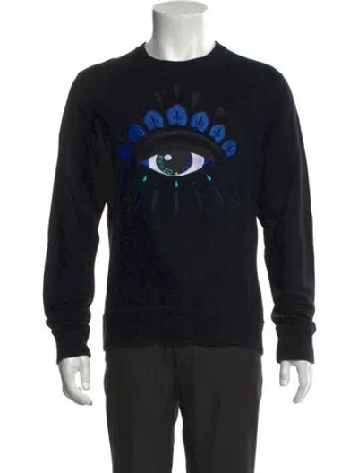 Pre-owned Kenzo Graphic Print Crew Neck Sweatshirt In Black