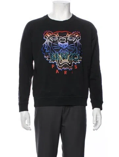 Pre-owned Kenzo Graphic Print Crew Neck Sweatshirt In Black