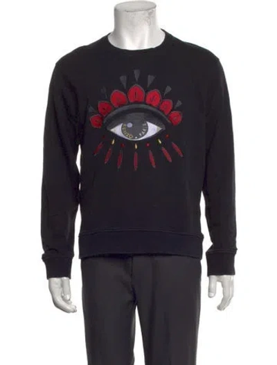 Pre-owned Kenzo Graphic Print Crew Neck Sweatshirt In Black
