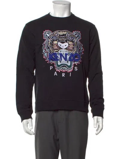 Pre-owned Kenzo Graphic Print Crew Neck Sweatshirt In Black