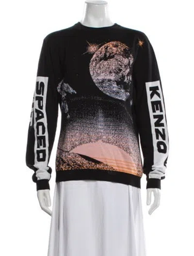 Pre-owned Kenzo Graphic Print Crew Neck Sweatshirt In Black/white