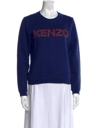 Pre-owned Kenzo Graphic Print Crew Neck Sweatshirt In Blue