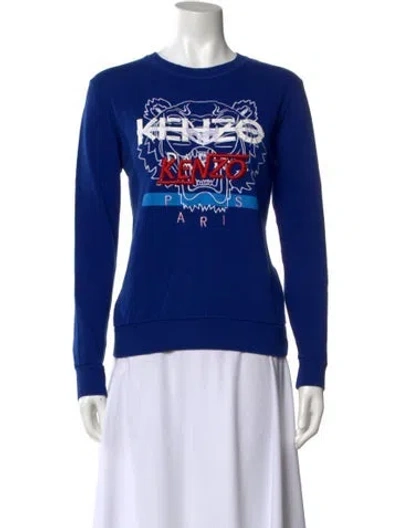 Pre-owned Kenzo Graphic Print Crew Neck Sweatshirt In Blue