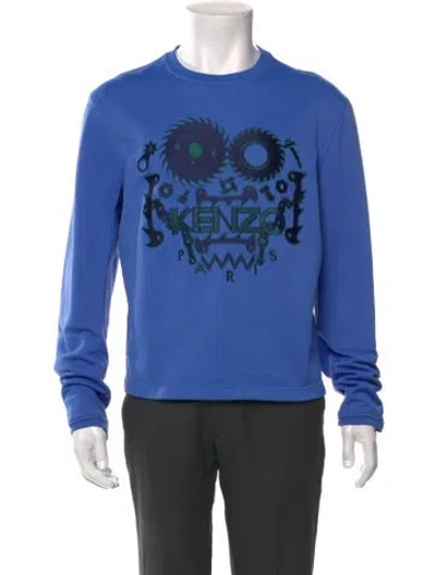 Pre-owned Kenzo Graphic Print Crew Neck Sweatshirt In Blue