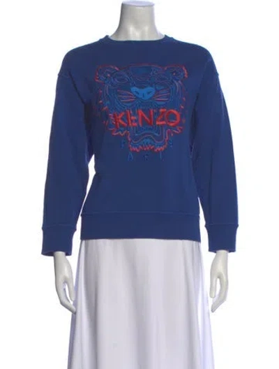 Pre-owned Kenzo Graphic Print Crew Neck Sweatshirt In Blue