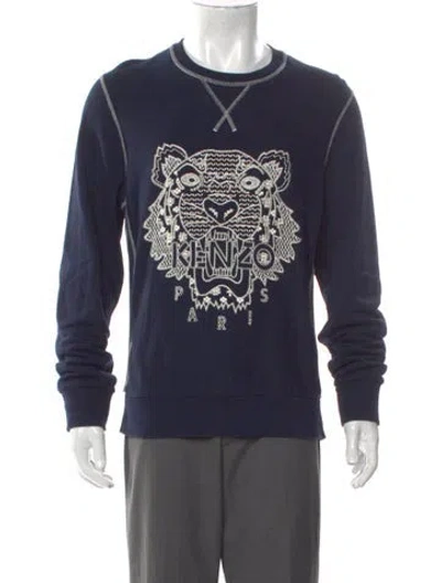 Pre-owned Kenzo Graphic Print Crew Neck Sweatshirt In Blue