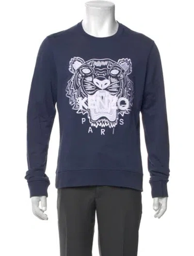 Pre-owned Kenzo Graphic Print Crew Neck Sweatshirt In Blue
