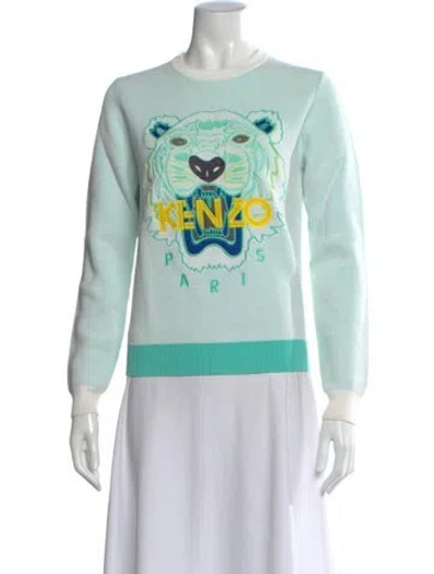 Pre-owned Kenzo Graphic Print Crew Neck Sweatshirt In Blue