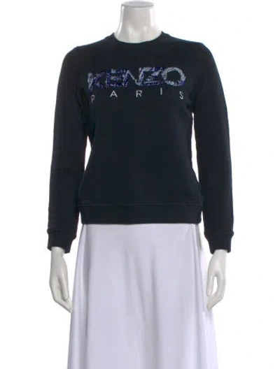 Pre-owned Kenzo Graphic Print Crew Neck Sweatshirt In Blue