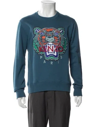 Pre-owned Kenzo Graphic Print Crew Neck Sweatshirt In Blue