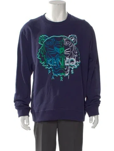 Pre-owned Kenzo Graphic Print Crew Neck Sweatshirt In Blue