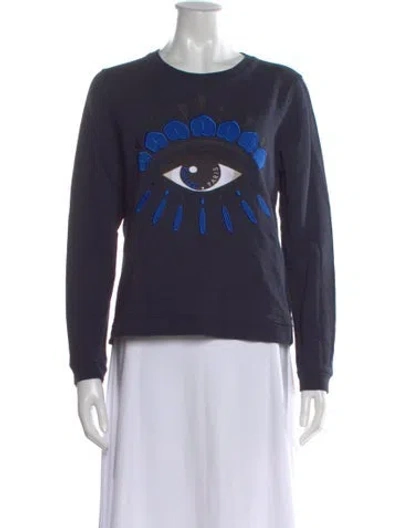 Pre-owned Kenzo Graphic Print Crew Neck Sweatshirt In Blue