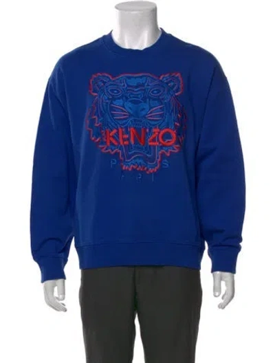 Pre-owned Kenzo Graphic Print Crew Neck Sweatshirt In Blue