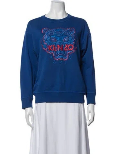Pre-owned Kenzo Graphic Print Crew Neck Sweatshirt In Blue