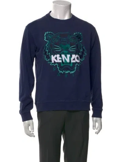 Pre-owned Kenzo Graphic Print Crew Neck Sweatshirt In Blue