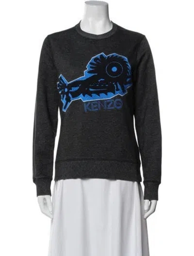 Pre-owned Kenzo Graphic Print Crew Neck Sweatshirt In Blue