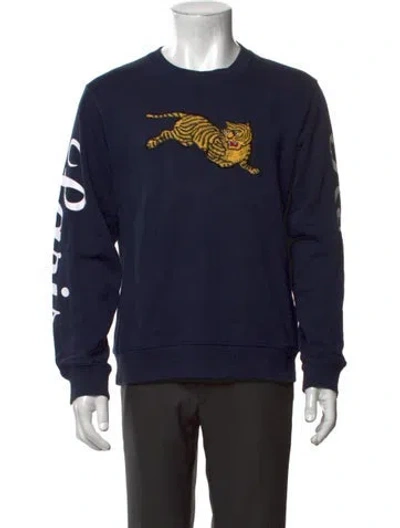 Pre-owned Kenzo Graphic Print Crew Neck Sweatshirt In Blue