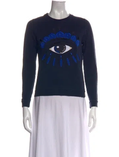 Pre-owned Kenzo Graphic Print Crew Neck Sweatshirt In Blue