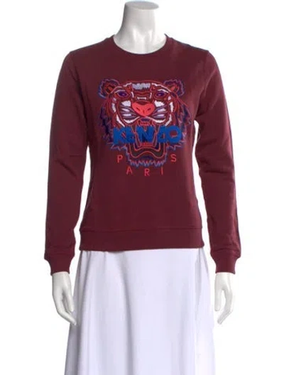 Pre-owned Kenzo Graphic Print Crew Neck Sweatshirt In Burgundy