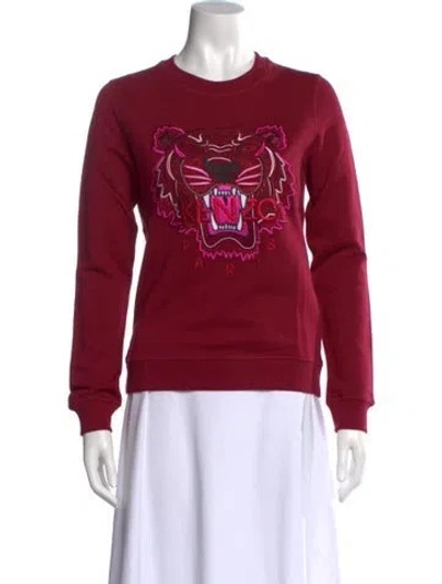 Pre-owned Kenzo Graphic Print Crew Neck Sweatshirt In Burgundy