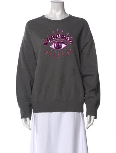 Pre-owned Kenzo Graphic Print Crew Neck Sweatshirt In Gray