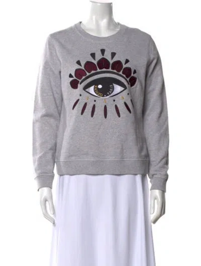 Pre-owned Kenzo Graphic Print Crew Neck Sweatshirt In Gray