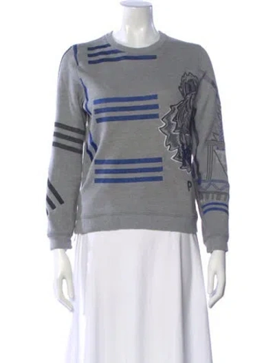 Pre-owned Kenzo Graphic Print Crew Neck Sweatshirt In Gray